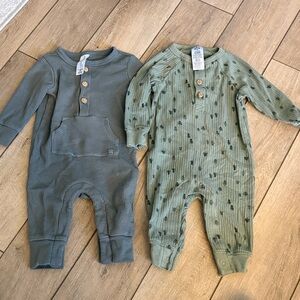 Adorable Kids Footies in Green and Gray